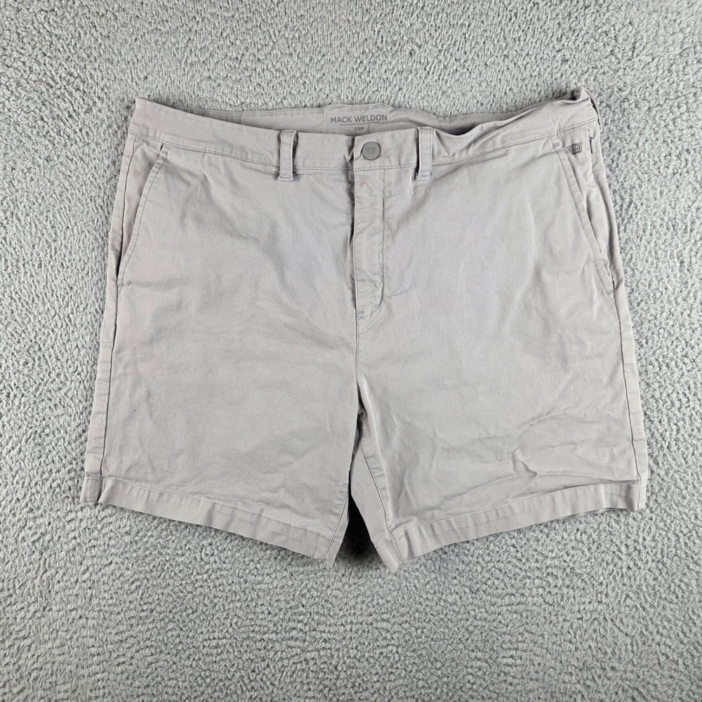 Mack Weldon Shorts Mens 36 Gray Casual Golf Elastic Waist Zip Pockets Chino